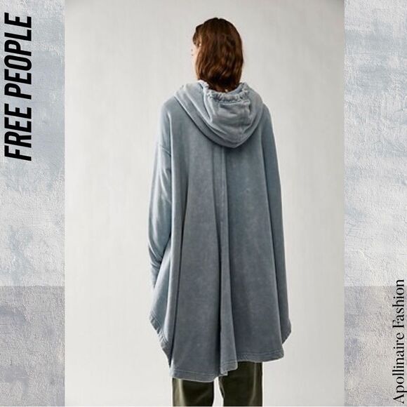FREE PEOPLE EXTREME WASHED HOODIE IN COASTAL BLUE NWT Small - Picture 2 of 11